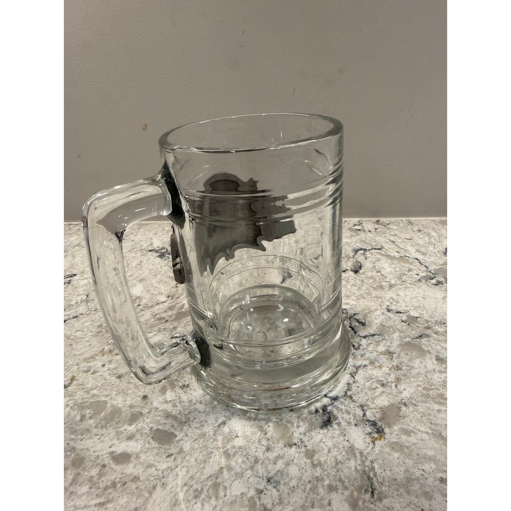 ST. LOUIS RAMS Heavy Glass Beer Mug Stein 3D Pewter Emblem NFL - Picture 3 of 8